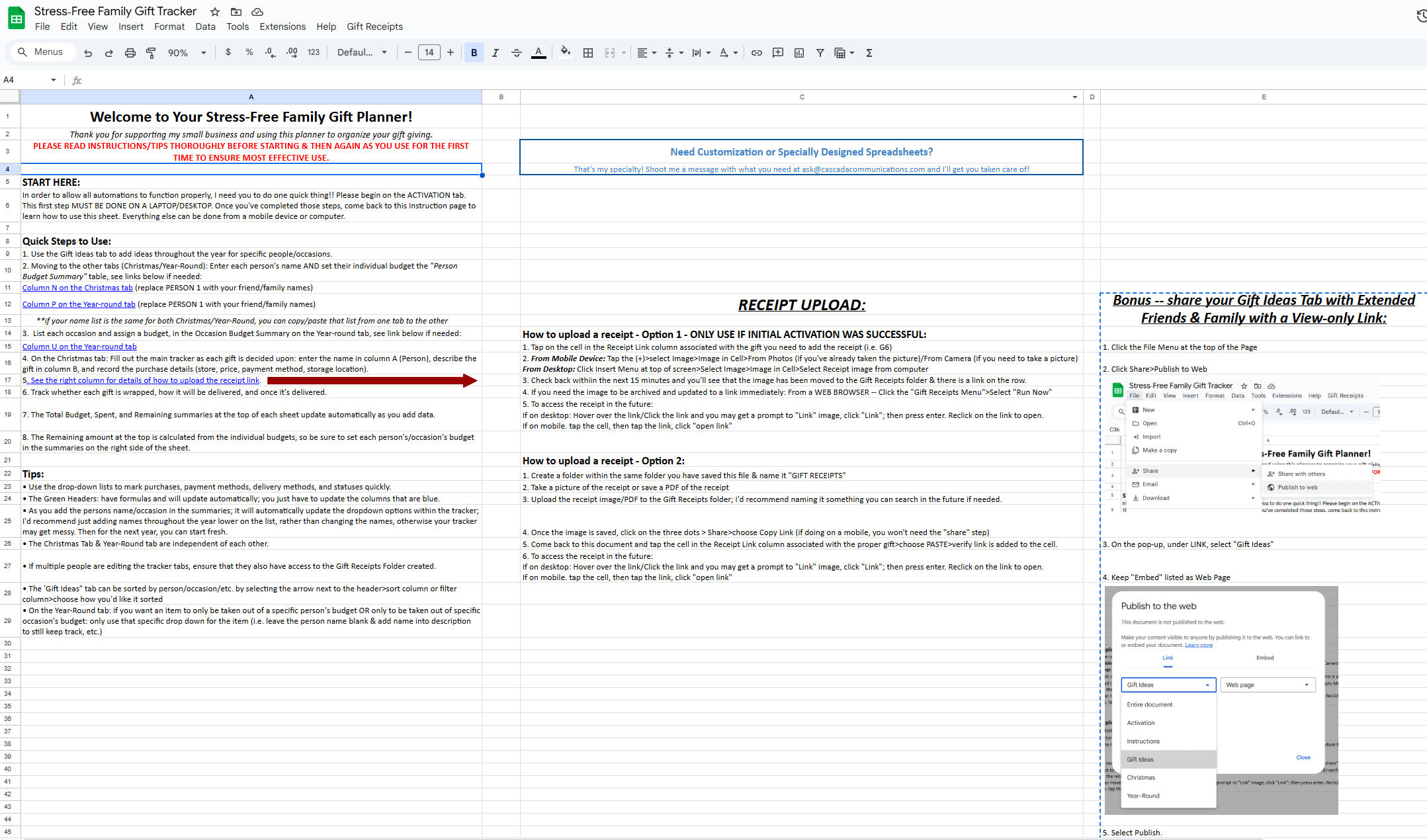 Instructions tab screenshot